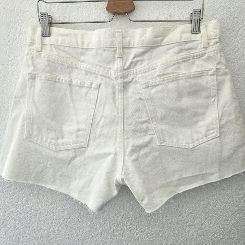 Reformation Charlie High Rise Denim Jean Shorts Raw Hem White New Size 31 - Picture 5 of 9